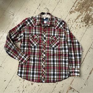 Vintage Wrangler Men's Plaid Pearl Snap Western Shirt